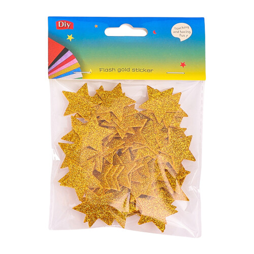 60PCS Sparkling Sticker Star Shape Glittered Sticker-Gold