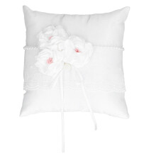 Ivory Decorative Bow Pillow, Satin Lace Bridal Accessory with Artificial Flower Bowknot Decoration, Suitable for Various Jewelry and Photography Props