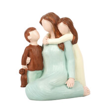 Hand Paint Mother and Kids Figurine Mom and Two-Style A