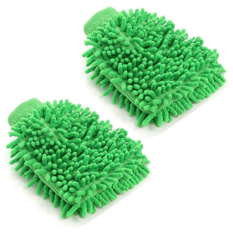 Waterproof Car Wash Mitts, 2-Pack, Superfine Fiber For Scratch-Free Cleaning, Elastic Cuff Mitts, Double-Sided For Enhanced Absorption, 22Cm X 18Cm 9466005841344