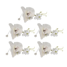 Prachtige haarclips met strass-orchideeën, realistische kunstzijden bloemen, bruidsaccessoires voor vrouwen en meisjes (set van 5 stuks)
