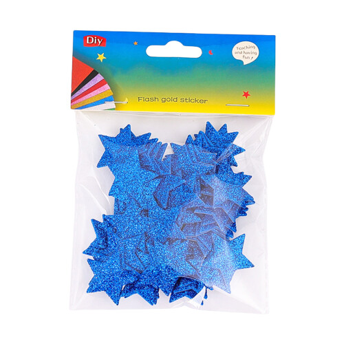 Pack of 60 Glittering Star Sticker Adhesive-    Deep blue