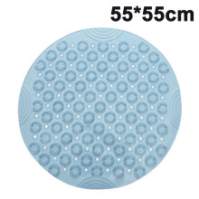 Accessoire de salle de bain moderne, tapis de douche rond, antidérapant et muni de trous d'évacuation, lavable en machine pour plus de praticité,