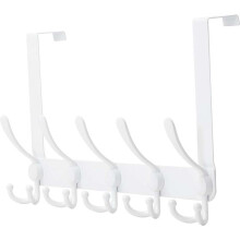 Perchero, colgador de ropa para colgar sobre la puerta con 5 ganchos triples, toallero resistente para baño, aseo, armario, almacenamiento que
