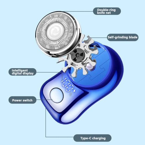Electric Shaver for Men with Sharp Floating Blades, USB TypeC Rechargeable Beard Trimmer, Black 1
