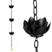 Rain Chain for Gutters, 3.93ft Black Metal with 5 Cups, Elegant Adjustable Weatherproof Design