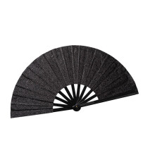 Grand ventilateur Ă main pliant avec des claquements de-Noir