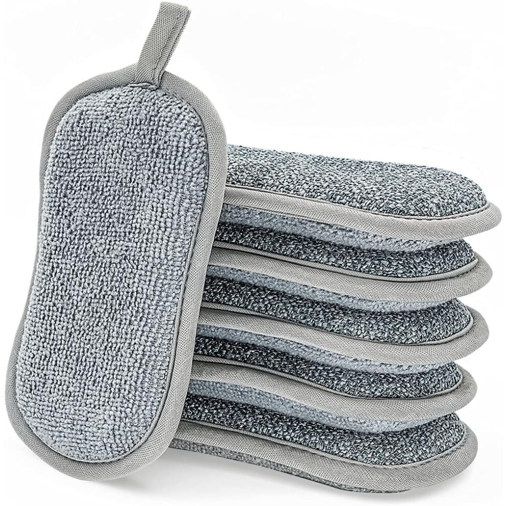 Durability Reusable Kitchen Sponges, Non Scratch Soft Microfiber Scrubbing Side Non-Stick Cookware Safe Dish Washing Vacuum Compressed For Space-Savin