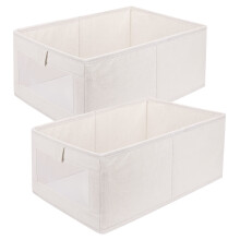 Storage Boxes, Set of 2 Wardrobe Organisers with Transparent Window (40x27x17cm)