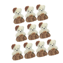Lot de 10 ours en mousse et fleur, cadeau, jouet ours-Café léger