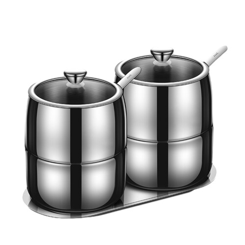 2pcs Double Layer Salt And Spices Shaker Stainless Steel Double