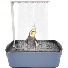 Parrot Automatic Shower Bath with Circulating Water, USB Electric Bird Tub for Parakeets and Cockatiels, Dark Blue