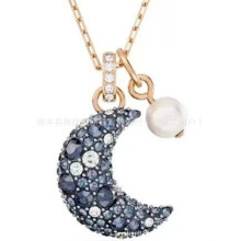 (Colorful diamond pearl moon necklace) Devil's Eye Necklace, Swarovski Dynamic Tassel Swan Necklace