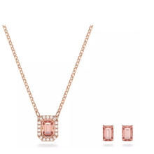 (Cube Sugar Dynamic Rose Gold Necklace Stud Set) Devil's Eye Necklace, Dynamic Tassel Swan High Sparkle Austrian Crystal Necklace