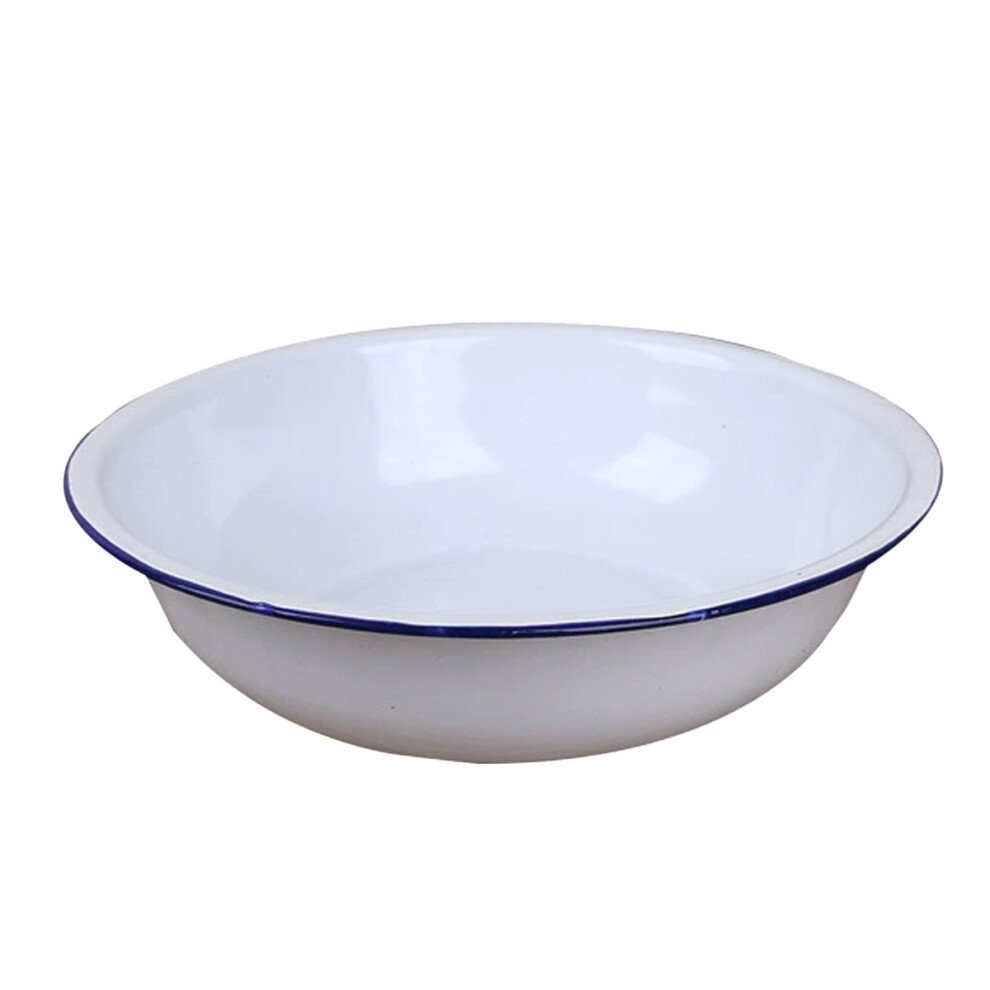 White Easy To Clean Enamelware Bowl, Enhanced Durability Vintage Basin With Timeless Appeal And Rustic Rural Tableware Design, Multipurpose Use
