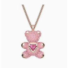 (Dynamic Pink Bear necklace) Devil's Eye Necklace, Dynamic Tassel Swan High Sparkle Austrian Crystal Necklace
