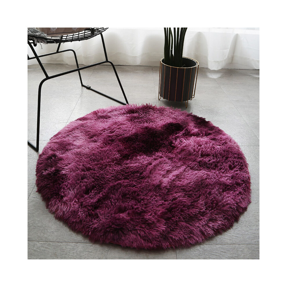 (Tie-dye round - purplish red, 160cm) Plush, long and silk tie-dyed round carpet