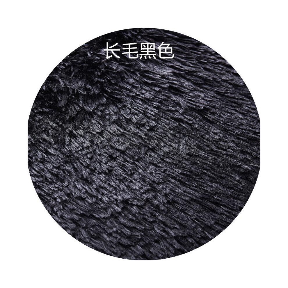 (Long, round hair -- black, 100cm) Plush, long and silk tie-dyed round carpet