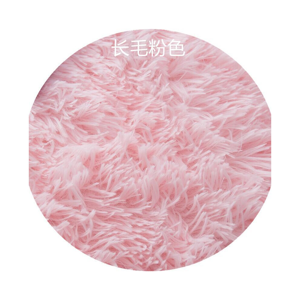 (Long, round hair -- pink, 60cm) Plush, long and silk tie-dyed round carpet