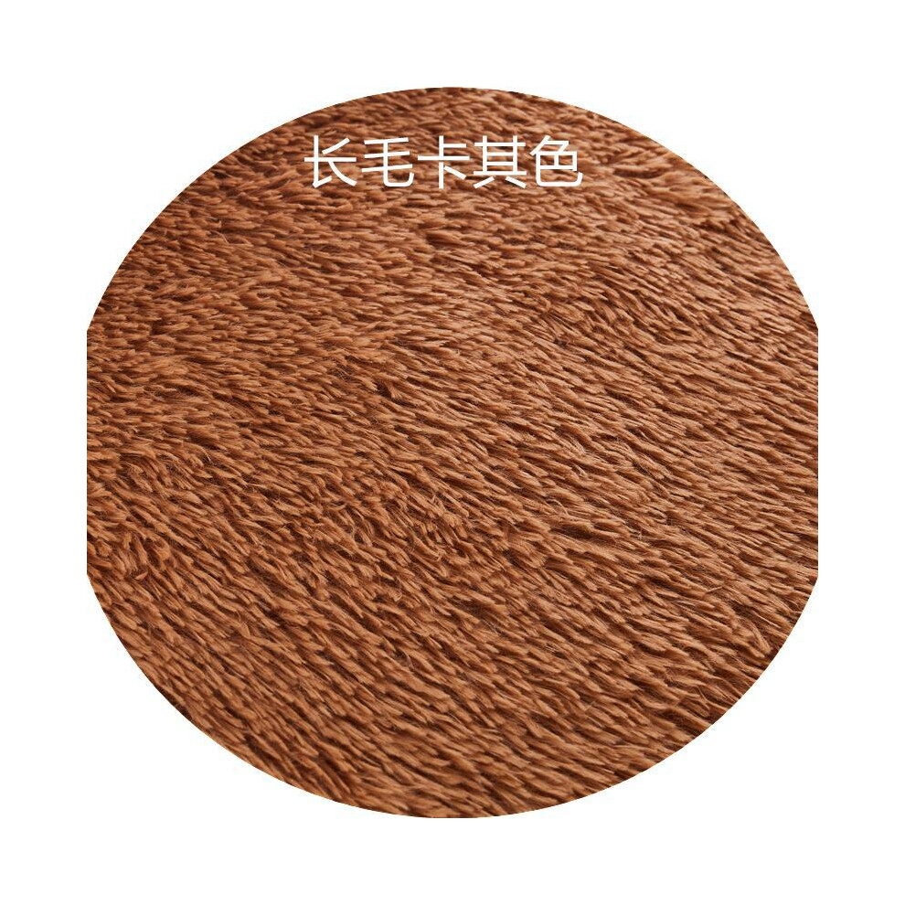 (Long, round hair - Khaki, 100cm) Plush, long and silk tie-dyed round carpet