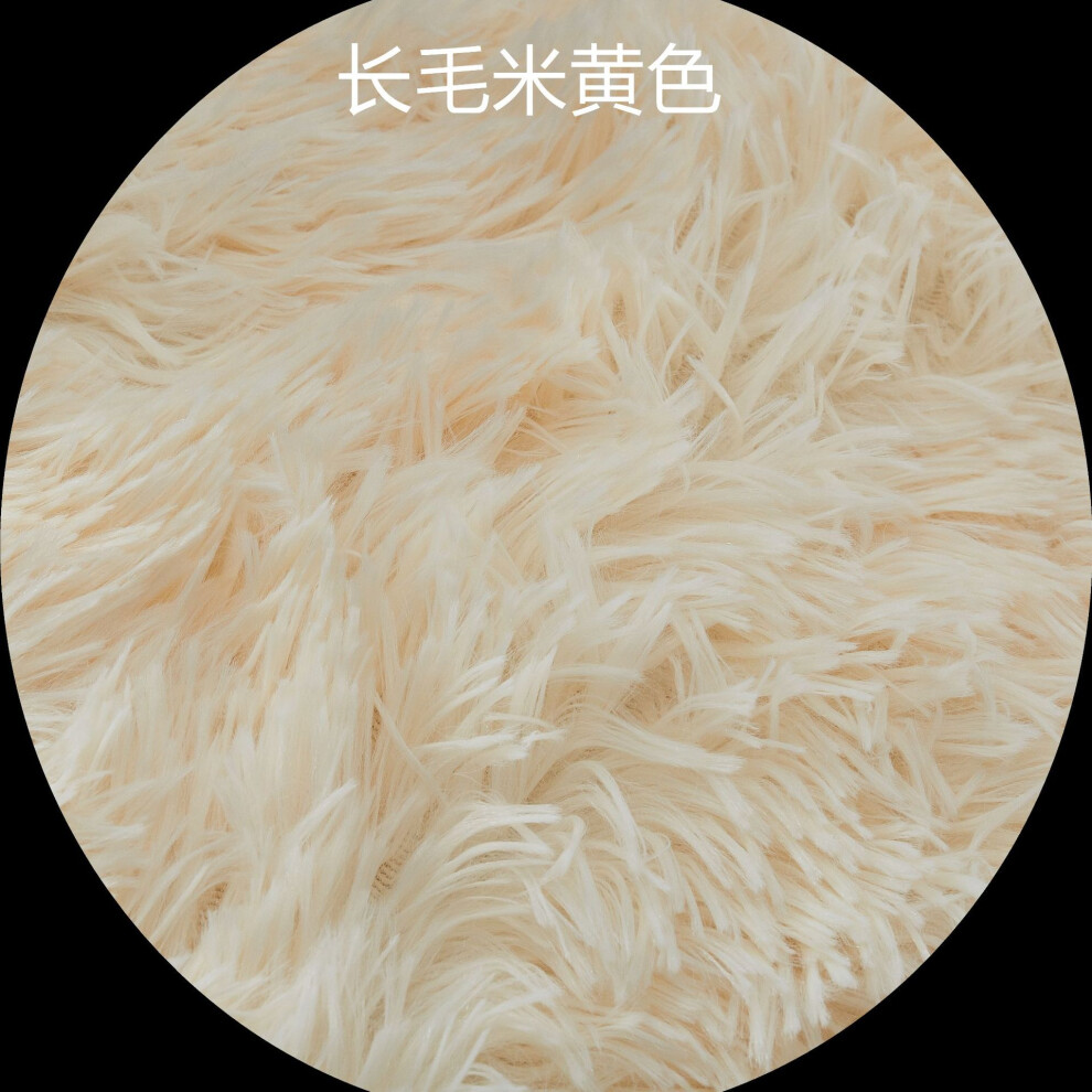 (Long, round hair - beige, 60cm) Plush, long and silk tie-dyed round carpet