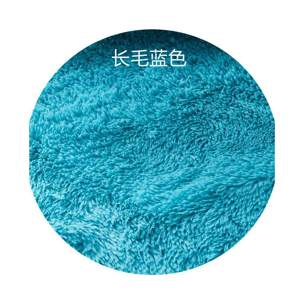 (Long, round hair -- blue, 60cm) Plush, long and silk tie-dyed round carpet