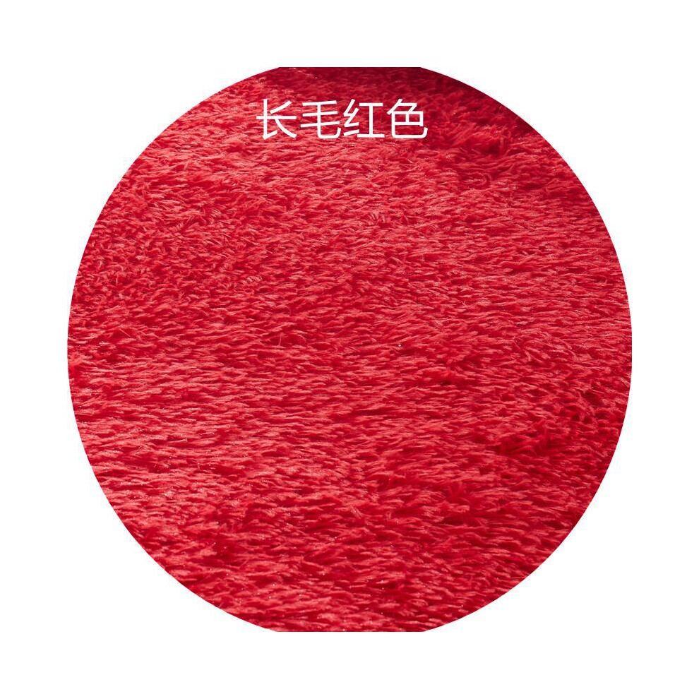 (Long, round hair -- red, 100cm) Plush, long and silk tie-dyed round carpet