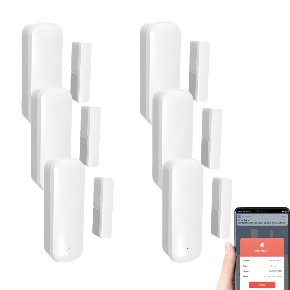6 Pack Wifi Door Sensor Smart Window Alarm With Instant Alerts Alexa Google Tuya Compatible 9119770596086