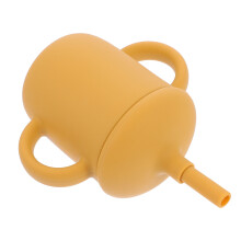 1Pc Yellow Silicone Kids Straw Cup Baby Drinking Bottle with Handles