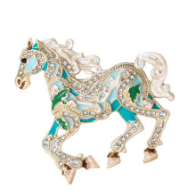 Lightweight Horse Design Pin Sparkling Rhinestones-Blue