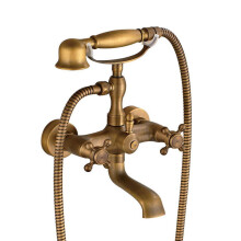Antique Brass Waterfall Bathtub Faucet with Shower Mixer for Hot and Cold Water