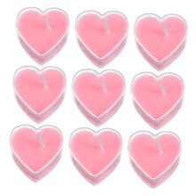 9Pcs Heart Shaped Rose Scented Tea Light Candles Pink Smokeless Wax for Wedding or Valentines Gift