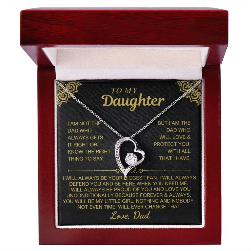 (Luxury Box) NEW To My Daughter, Love Dad, Beautiful Necklace Gift, From Dad Daddy Father