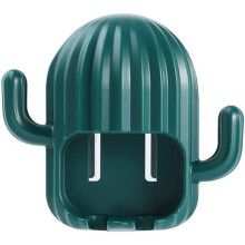 Porte-brosse à dents mural en forme de cactus, facile à utiliser et peu encombrant, idéal pour la salle de bain et la cuisine (vert foncé)