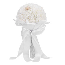 Bouquet da sposa fatto a mano con decorazioni di strass e nastri di seta morbida - Elegante accessorio da sposa per celebrazioni in chiesa e