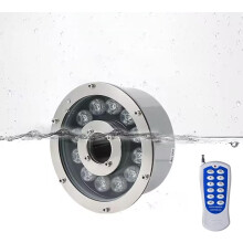 LED Pond Light RGB Submersible IP68 Waterproof 12V Stainless Steel with Remote for Fountain