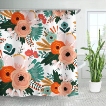 Abstrakter Boho-Duschvorhang mit Blumenmuster, farbenfroher Blumendruck aus Polyester mit Naturmotiven, umweltfreundlich und schnelltrocknend,