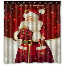 Feestelijke badkamertransformaties, kerstdouchegordijnen voor een elegante winterse decoratie, waterbestendige en sneldrogende polyesterstof, rood