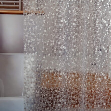 Transparante PEVA douchegordijnvoering van zwaar EVA-materiaal, waterdicht, met roestvrije metalen oogjes en verzwaarde magneten, parelwit.