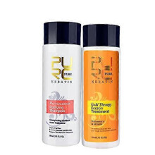 (As show, One size) Gold Therapy Keratin Hair Straightening Advanced Formula Best Hair Care Green Apple Fragrance 100ml Set Can Use At Home