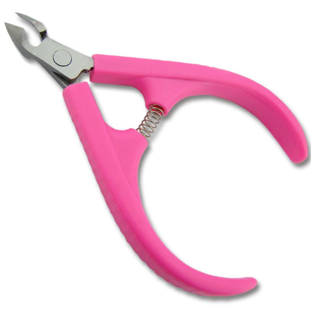 Pink Stainless Steel Cuticle Cutter With Sharp Blade And Ergonomic Plastic Handle For Manicure Pedicure