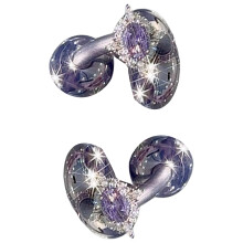Rotating Purplee Crystal Star Earphone Clip-One pair two