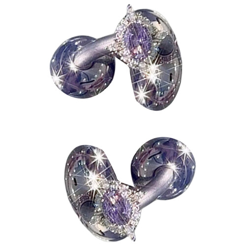 Rotating Purplee Crystal Star Earphone Clip-One pair two