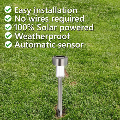Solar Powered Garden Lights, White LED Post Light Pathway Lights for Driveway Patio  1pc 2