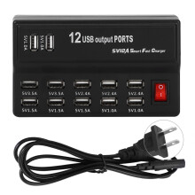 Veilige USB-laadhub met 12 poorten, multi-apparaatlader met intelligente veiligheidssystemen en universele 5V-compatibiliteit, compact ontwerp