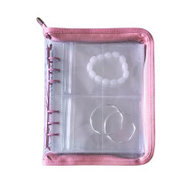 Reisdoos voor oorbellen, transparante sieradenorganizer, PVC-tas met ritssluiting, knoopvrij sieradenetui, compacte accessoiremap met metalen ringen