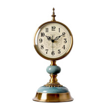 Antique Mantel Clock Silent Quartz Movement Copper Finish 38CM Bronze for Living Room Decor