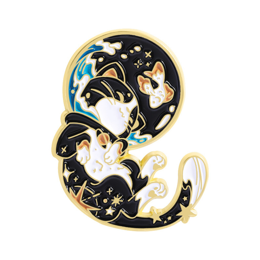 Astronaut Cats Galaxy Enamel Brooch Cute Zodiacs-QHXZ5189