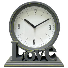 Vintage Table Clock with Silent Movement, Retro Mantel Desk Clock for Living Room and Bedroom, Grey