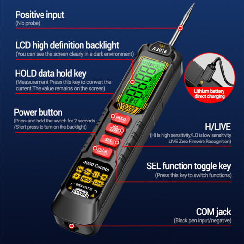 Pack of 1 Ergonomic Handheld Potential Transducer with Data Hold 2